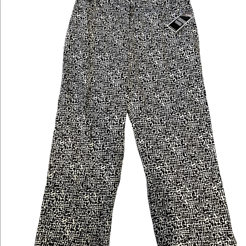Sharon Young Womens Dress Pants Size 14 Black White Straight Leg Original $100